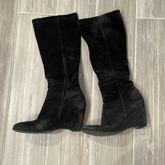 Franco Sarto Shoes - Franco Sarto Black Suede leather knee boots with ankle zip, 7.5